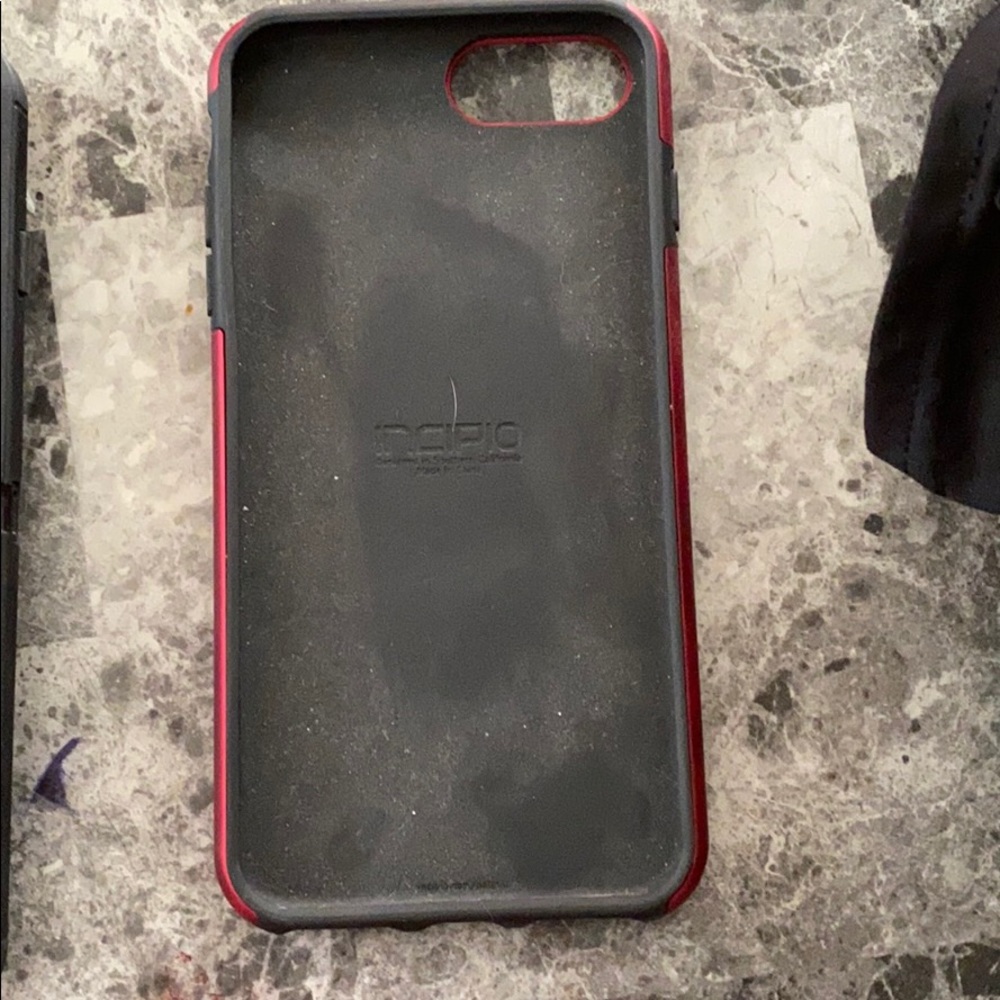 A red and black phone case